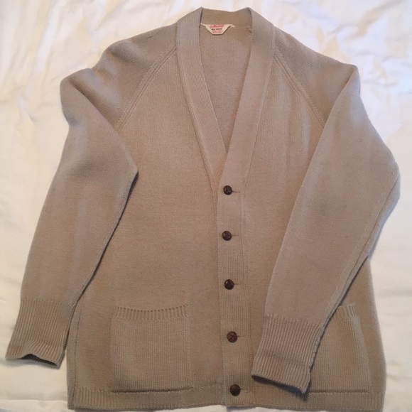 camel button cardigan